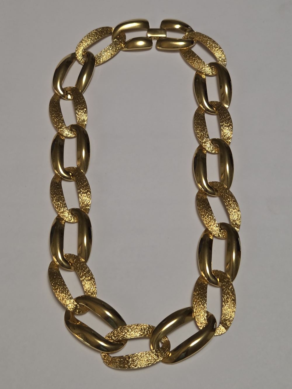 Napier Brushed and Glossy Gold-Tone Open 1" Link 20" Statement Necklace